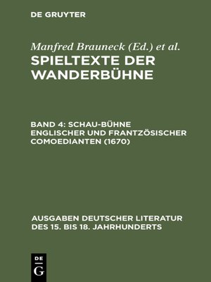 cover image of Schau-Bühne englischer und frantzösischer Comoedianten (1670)